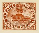 Biberbriefmarke Kanada 1851 3 Pence_TN